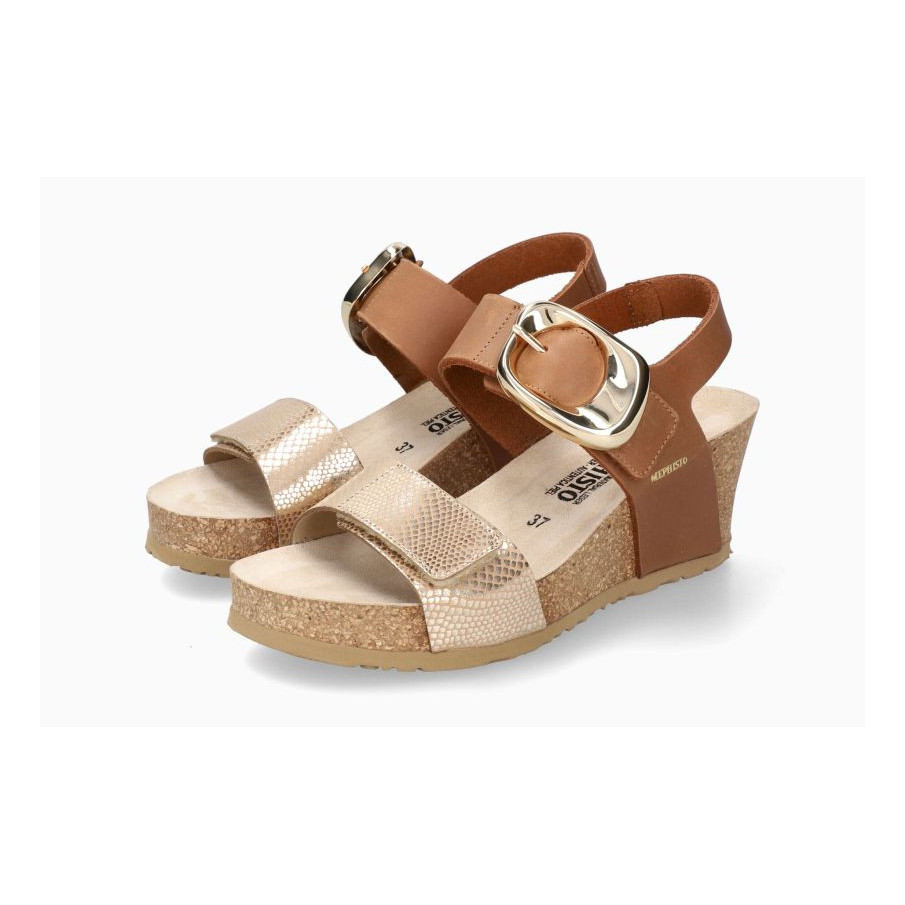 Sandalia Mephisto LEANDRE  para mujer fabricadas en piel cuero y cuña
