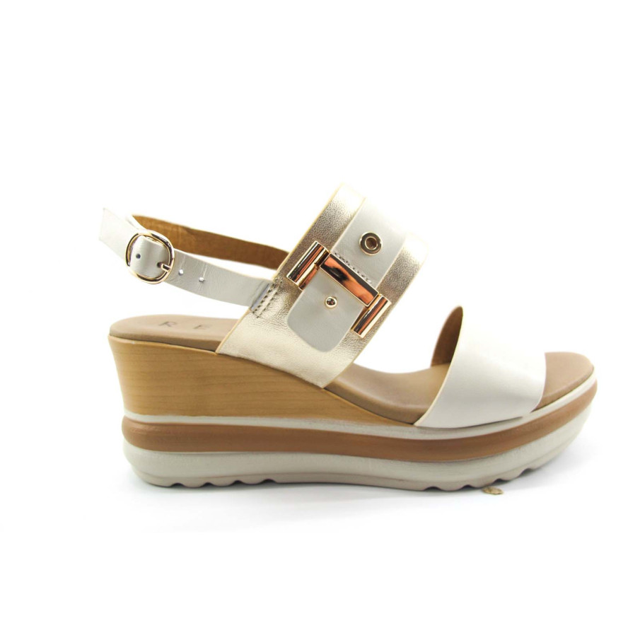 Sandalia para mujer MADE IN ITALY en piel natural color platino,