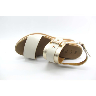 Sandalia para mujer MADE IN ITALY en piel natural color platino,