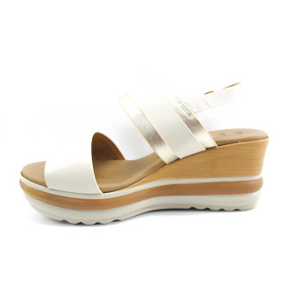 Sandalia para mujer MADE IN ITALY en piel natural color platino,