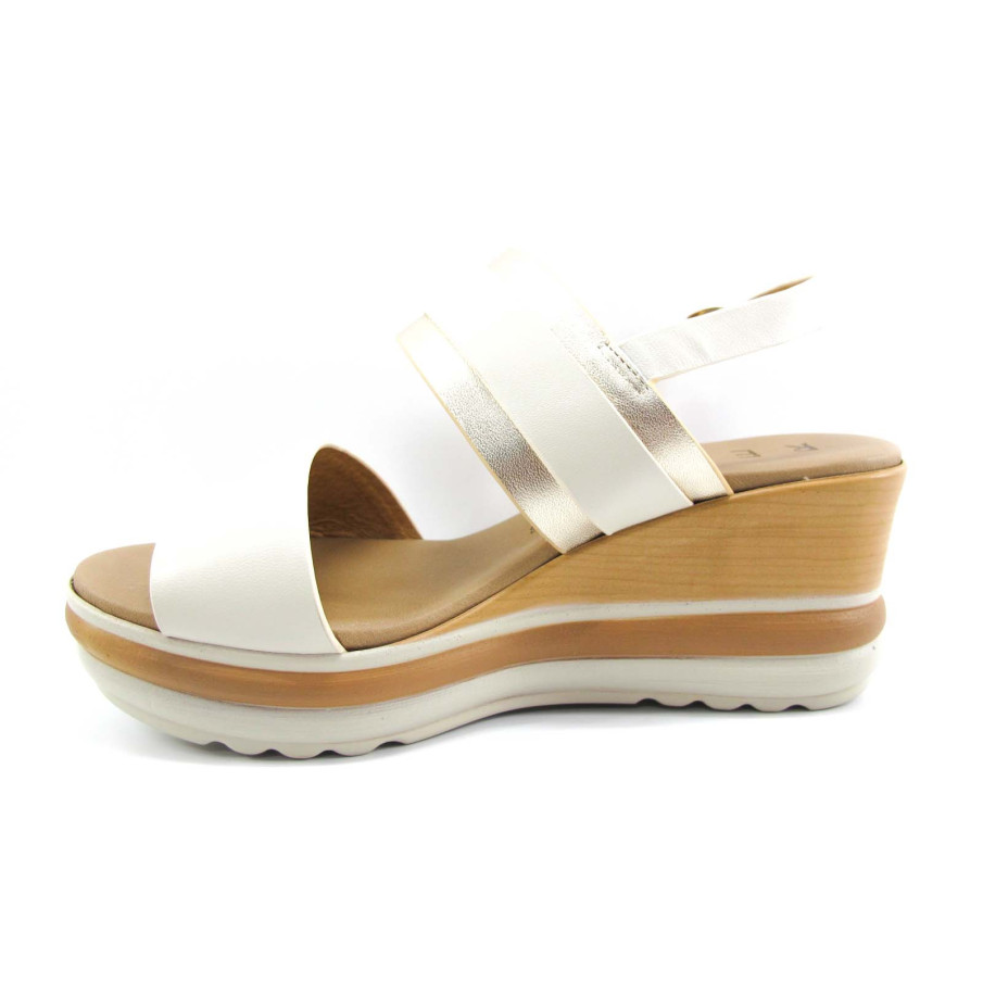 Sandalia para mujer MADE IN ITALY en piel natural color platino,