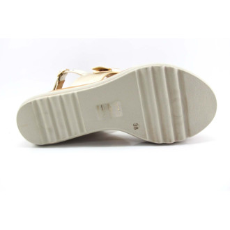 Sandalia para mujer MADE IN ITALY en piel natural color platino,