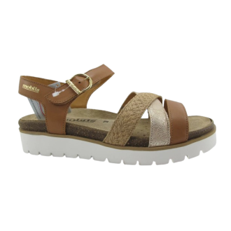 Sandalias de mujer Mobils de Mephisto THINA en piel color camel