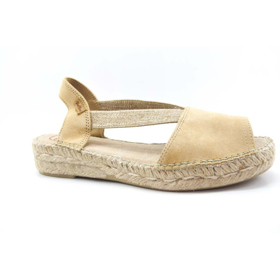 Sandalia TONI PONS de yute ELLA para mujer en piel ante color beige.
