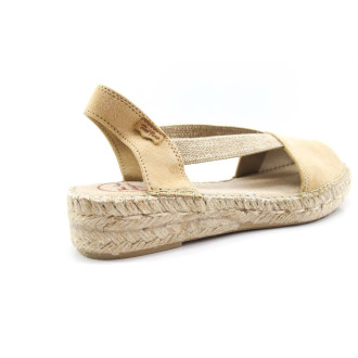 Sandalia TONI PONS de yute ELLA para mujer en piel ante color beige.
