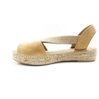 Sandalia TONI PONS de yute ELLA para mujer en piel ante color beige.