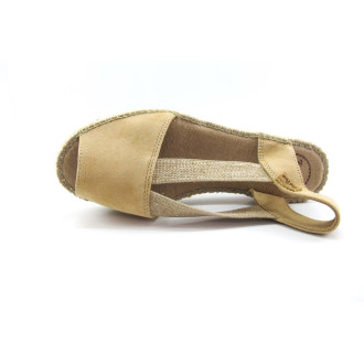 Sandalia TONI PONS de yute ELLA para mujer en piel ante color beige.