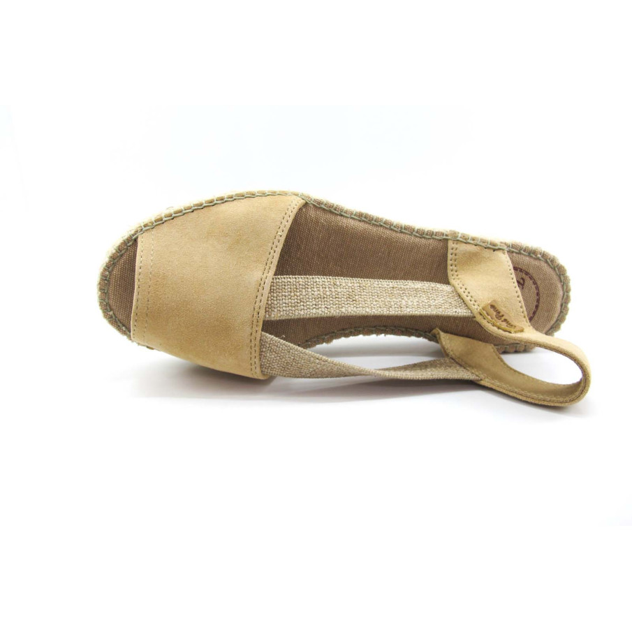 Sandalia TONI PONS de yute ELLA para mujer en piel ante color beige.