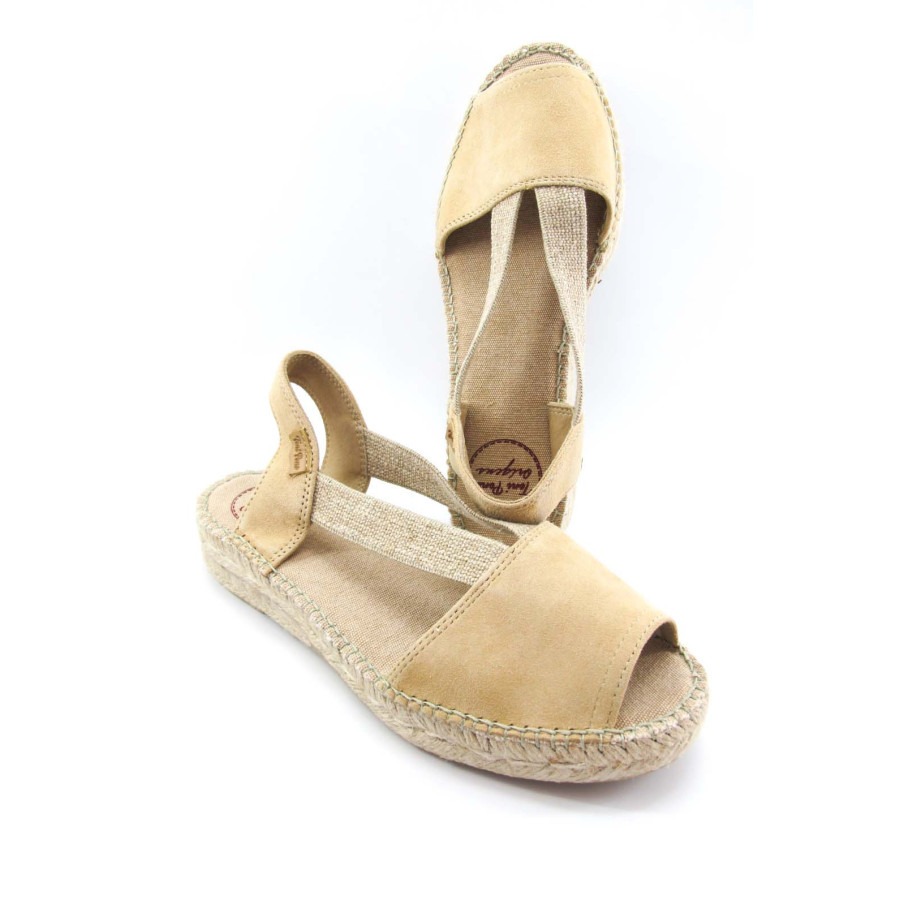 Sandalia TONI PONS de yute ELLA para mujer en piel ante color beige.