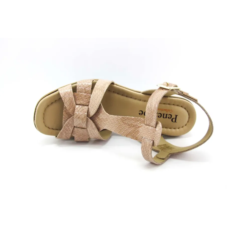 Sandalia nude de piel con plataforma | Penelope | Dino Zapatos