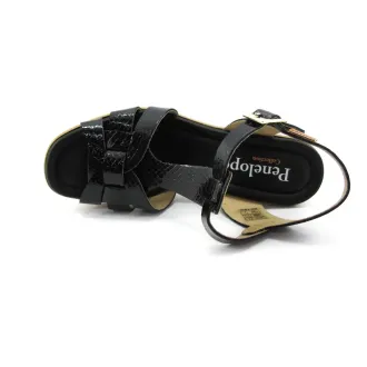 Sandalia negra de piel con plataforma | Penelope | Dino Zapatos