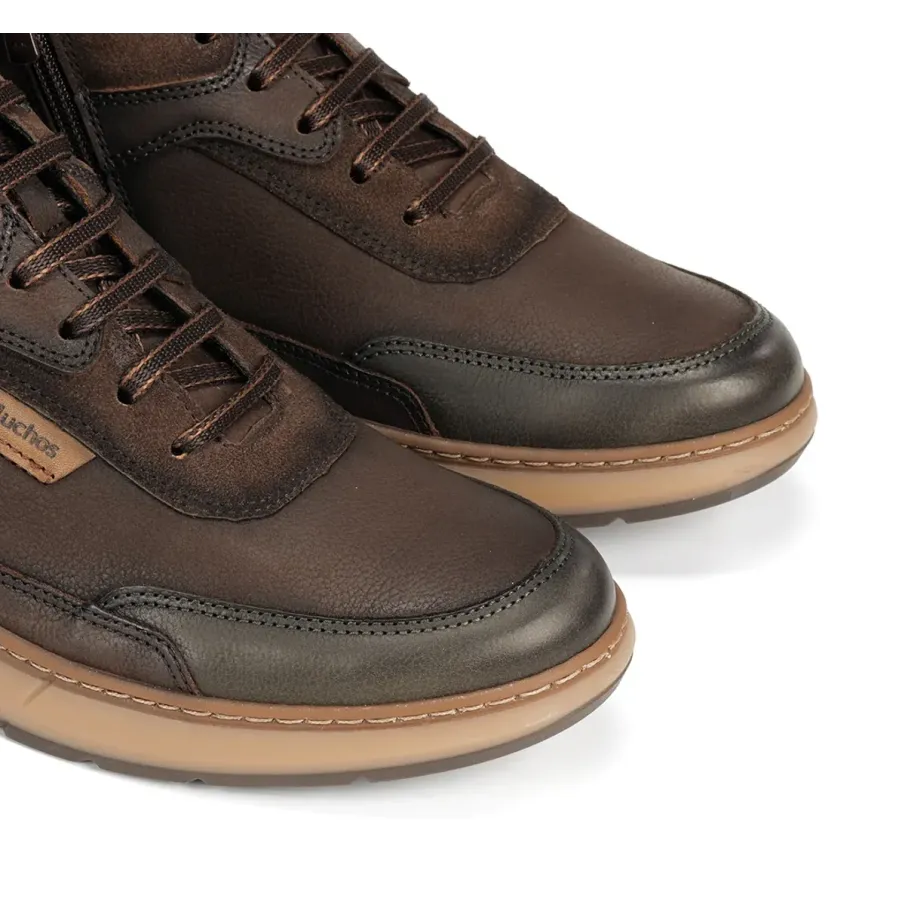 Botines  FLUCHOS  para hombre en piel marrón