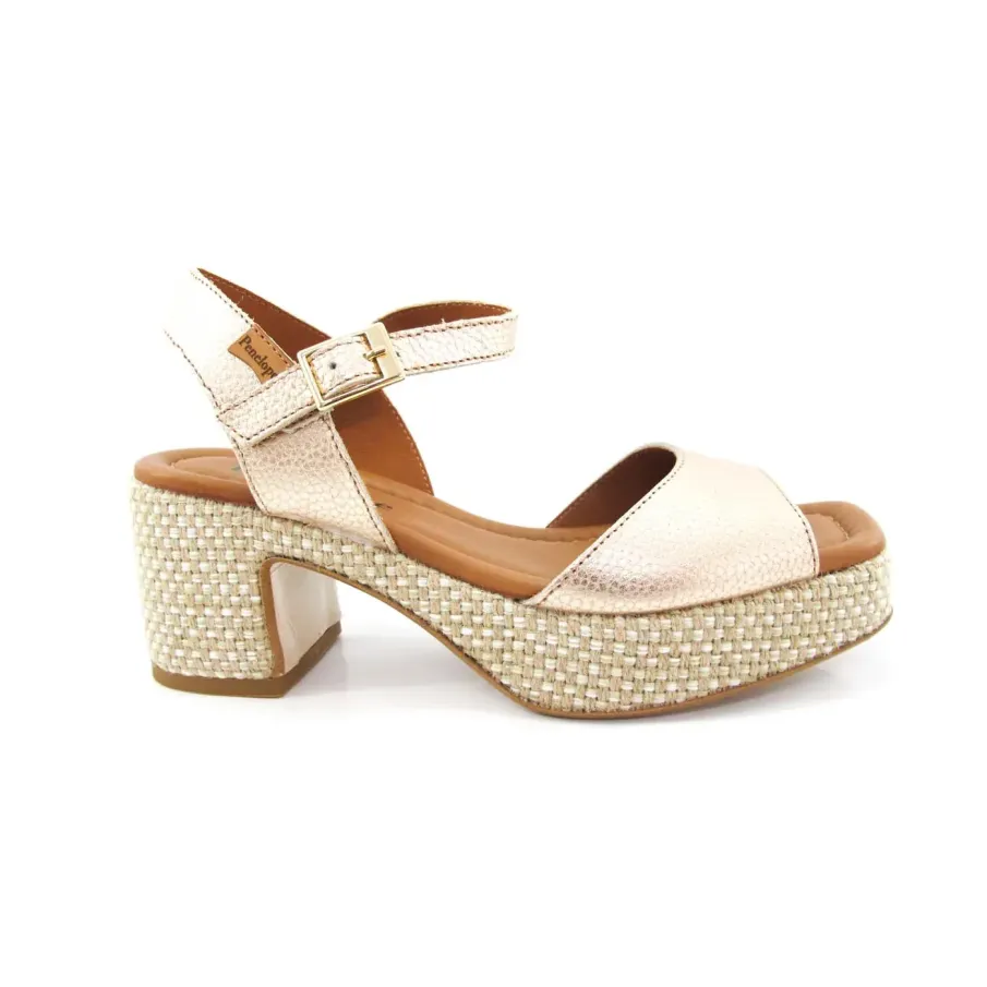 Sandalia platino de piel con plataforma | Penelope | Dino Zapatos