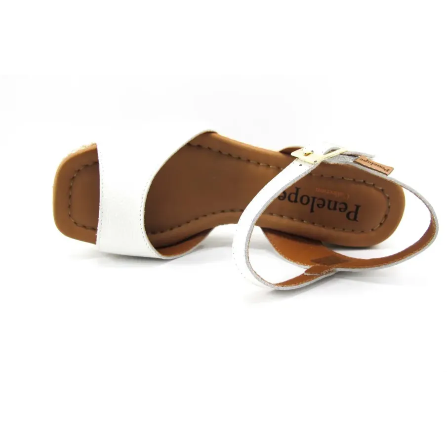 Sandalia blanca de piel con plataforma | Penelope | Dino Zapatos Alcoy