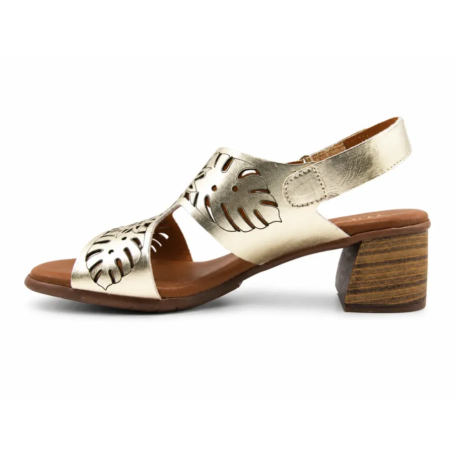 Sandalia de piel dorada mujer | Fabricada en España | Dino Zapatos