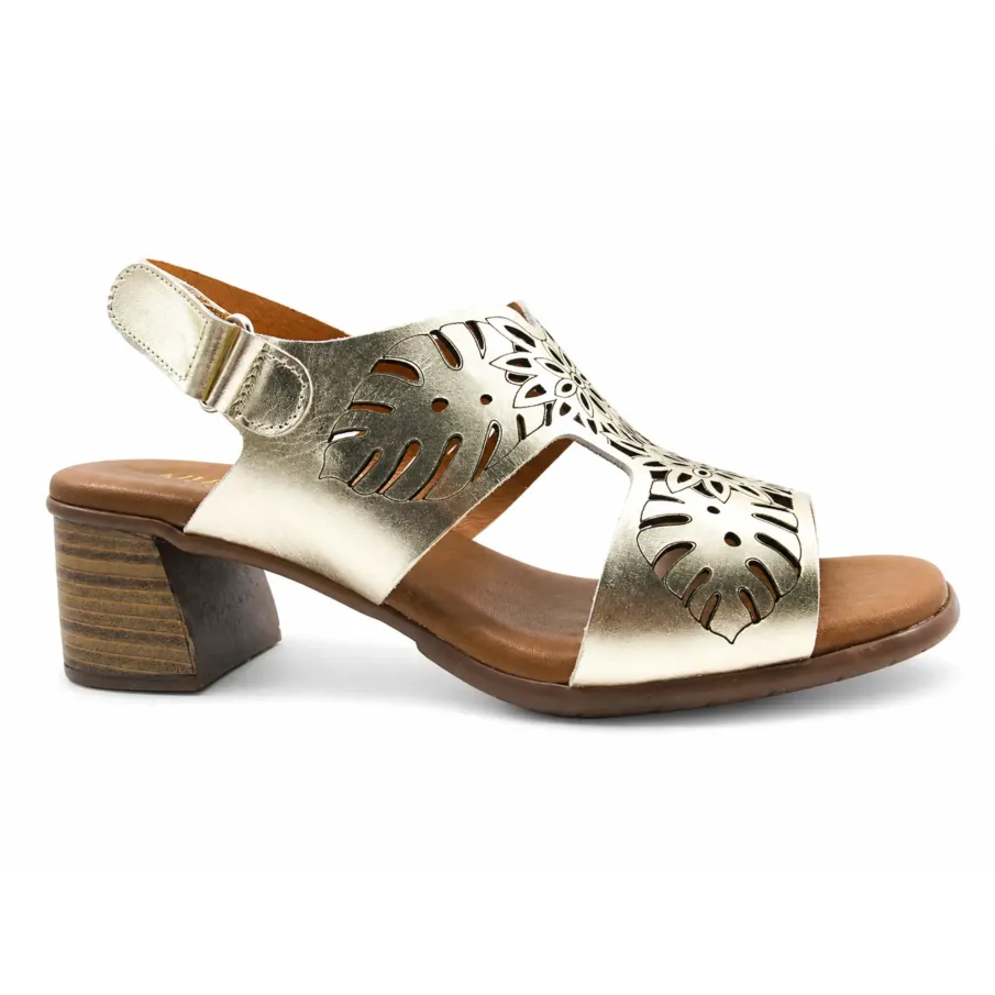 Sandalia de piel dorada mujer | Fabricada en España | Dino Zapatos
