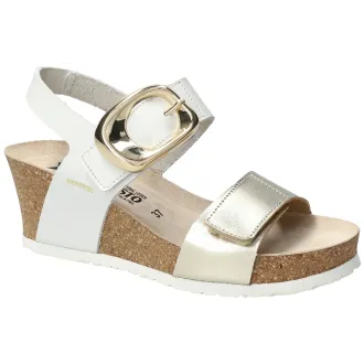 Sandalia Mephisto Leandre mujer blanco oro vista lateral