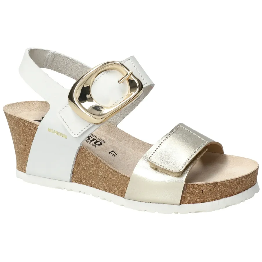 Sandalia Mephisto Leandre mujer blanco oro vista lateral