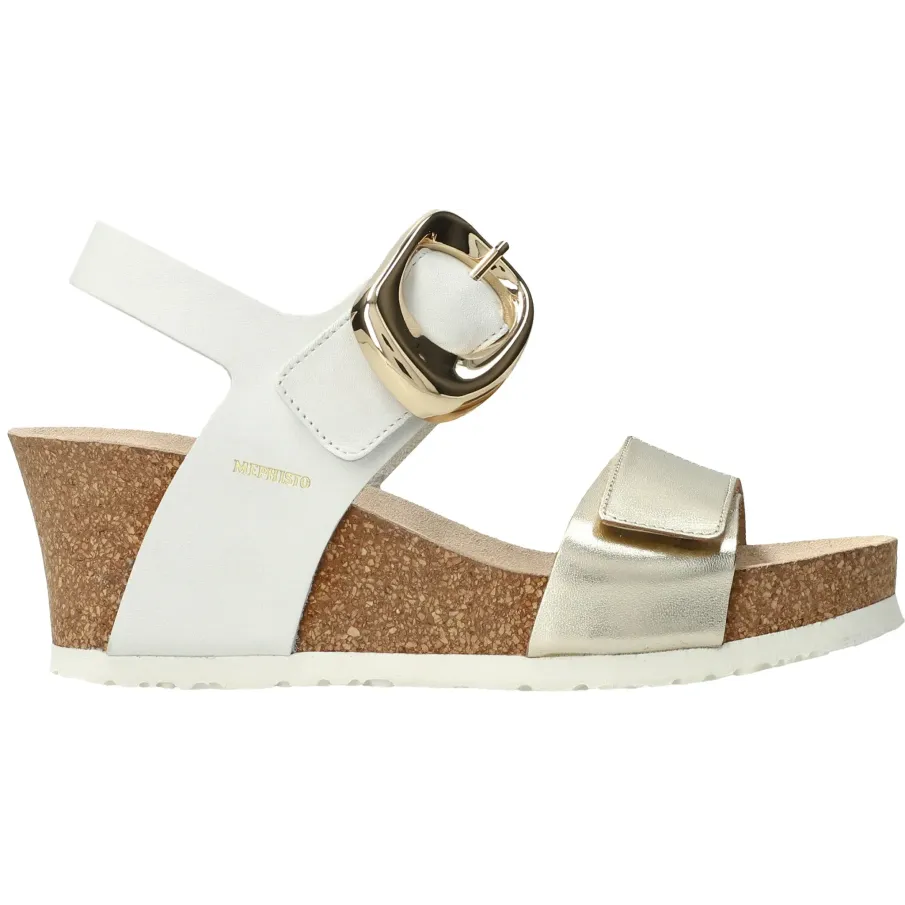 Sandalia Mephisto Leandre mujer blanco oro vista lateral
