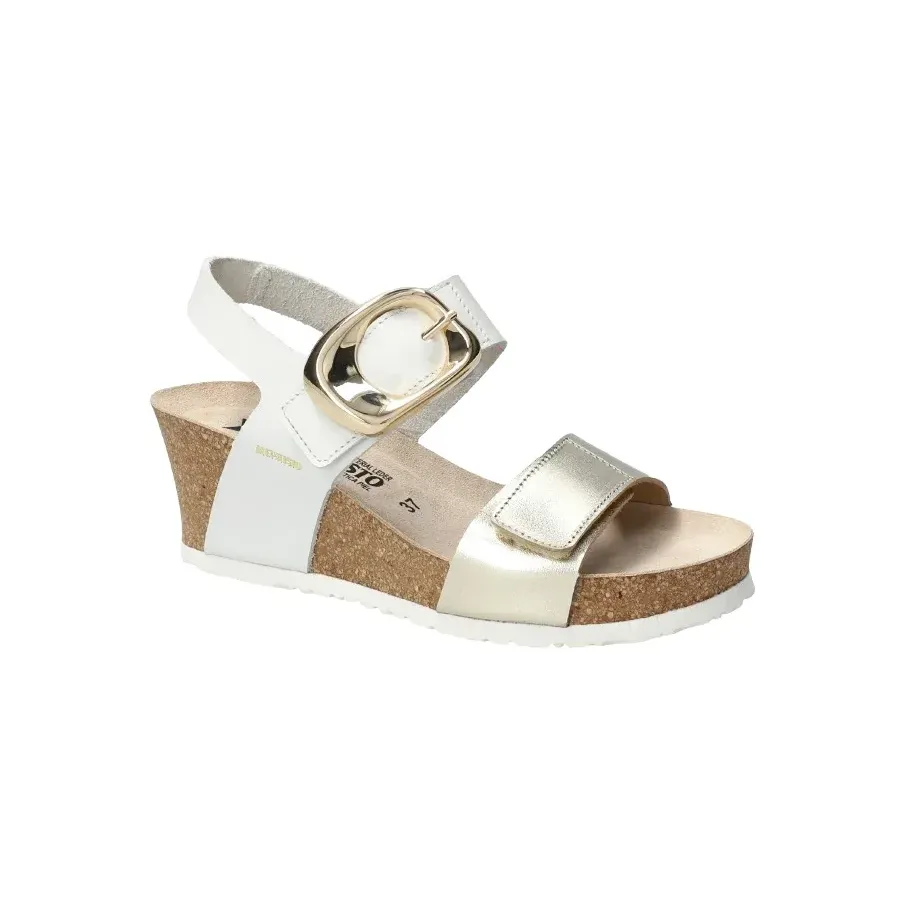 Sandalia Mephisto Leandre mujer blanco oro vista lateral