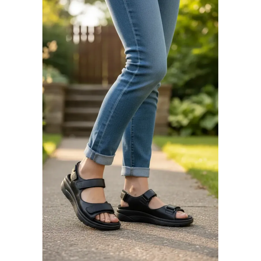 Sandalia SANO Mephisto NORINE mujer negra lateral