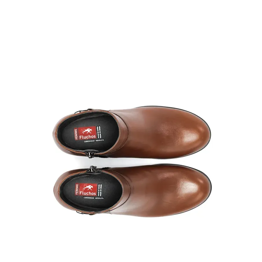 Botín Fluchos Aliss F2240 de mujer en piel color cuero