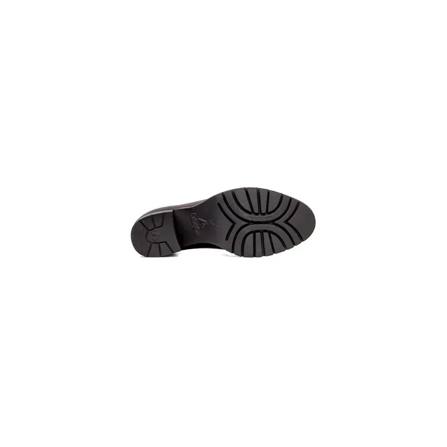 Mocasín de mujer marrón con tacón vista lateral